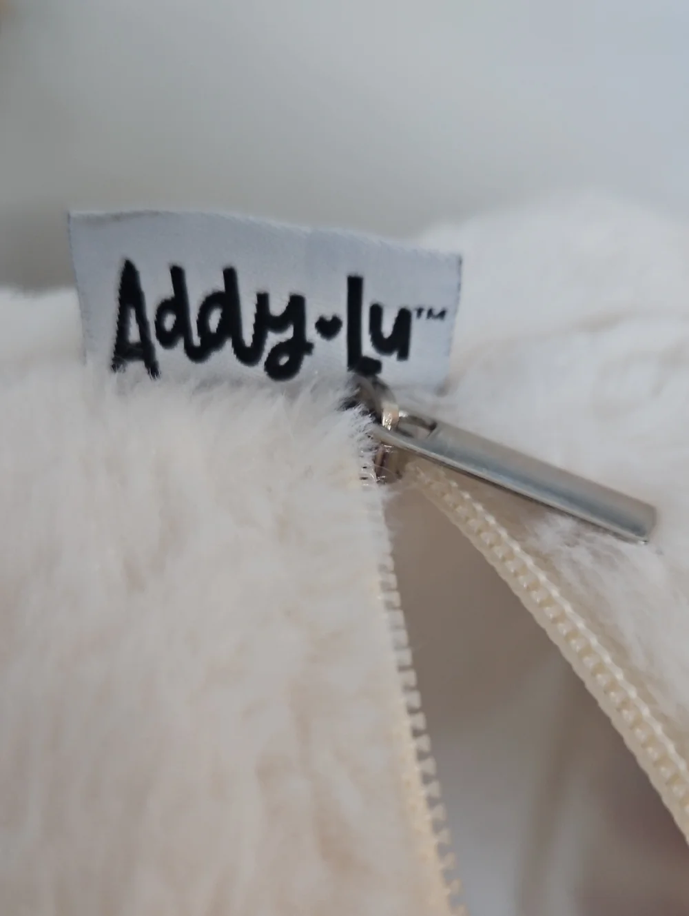 Addy Lu White Faux Fur with Pink and Multicolor Patches, NWOT